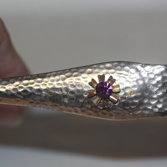 VINTAGE BAR JEWELED BIRD LEGS ICE CUBE SUGAR FORK TONGS Red, Green & Purple - Picture 4 of 4